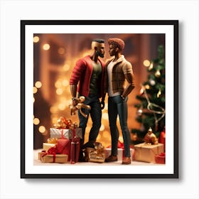 Realistic Black Gay Couple Christmas Stylish Deep 347d9a76 4dc8 4f03 A179 71d3ae8faca0 Art Print