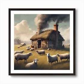 Sheep In The Field Art Print