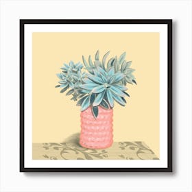 Retro Vase with succulents Art Print