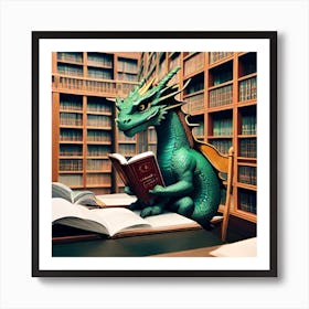 Library Dragon Art Print