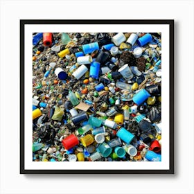 Plastic Trash On The Beach 1 Art Print