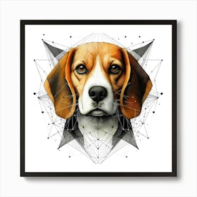 Beagle Head - Abstract Line Art Illustration 224 Art Print