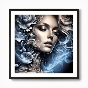 Ethereal Beauty With Flowers Art Print