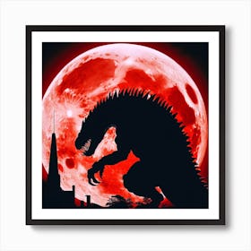 Godzilla Vs The Moon Art Print