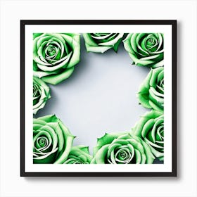 Green Roses In A Circle Art Print