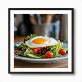 Salad With Fried Egg Póster