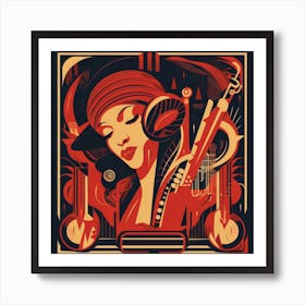 Art Deco inspired poster for a jazz club Art Print