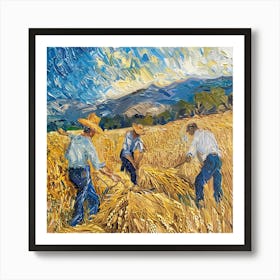 Van Gogh Style: The Wheat Threshers Series. Art Print