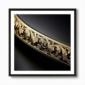 Bright Gold Metallic Border Smooth Texture Intricate Filigree Patterns Glinting Under Soft Diffu (5) Art Print