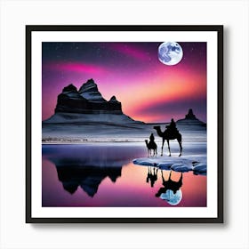Moonlight Over The Desert Art Print
