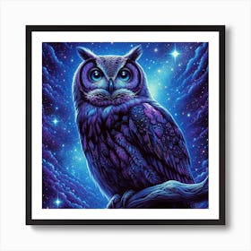 Owl in dusk Art Print