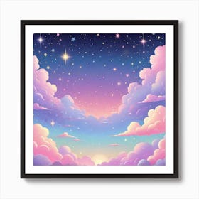 Sky With Twinkling Stars In Pastel Colors Square Composition 111 Art Print