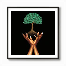 Tree of life in your hands Art Print