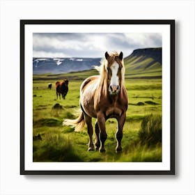 Grass Horse Rural Farm Nature Field Mammal Fast Horse Natural Animal Meadow Mane Friends (1) Art Print