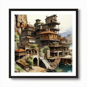 Village wooden by the sea Art Print