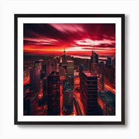 Sunset Over New York City 1 Art Print