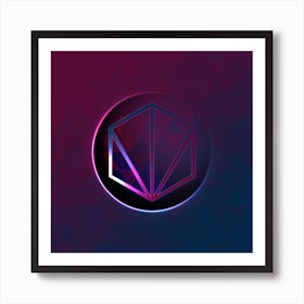 Geometric Neon Glyph on Jewel Tone Triangle Pattern 411 Art Print