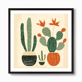 Rizwanakhan Simple Abstract Cactus Non Uniform Shapes Petrol 43 Art Print