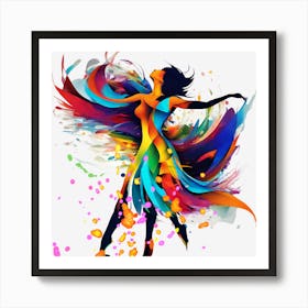 Colorful Dancer abstract midcentury boho art Art Print