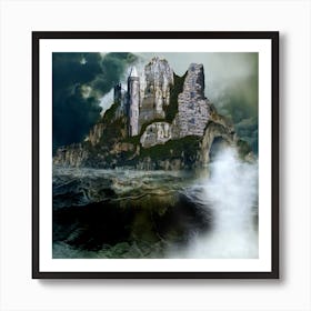 Castle In The Ocean Sea Island Landscape Art Print