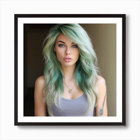 Green Haired Girl Art Print