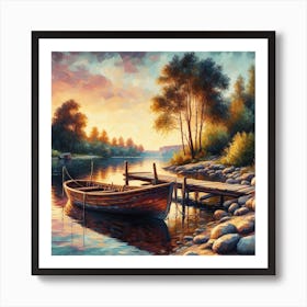 Sunset By The Lake Art Print