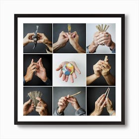 A set of striking and well-composed images showcasing various hands-on and craft-based activities, symbolizing creativity, innovation, and the hands that bring ideas to life. These versatile images can be applied across industries to convey a sense of uniqueness and personal touch. Art Print