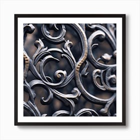 Close Up Of Wrought Iron Fence Art Print