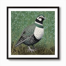 Ohara Koson Inspired Bird Painting Partridge 2 Square Art Print