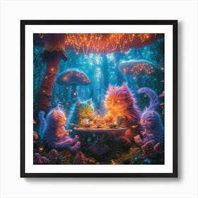 Kittie Tea Party Art Print