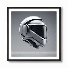 Create A Cinematic Apple Commercial Showcasing The Futuristic And Technologically Advanced World Of The Man In The Hightech Helmet, Highlighting The Cuttingedge Innovations And Sleek Design Of The Helmet And (10) Art Print