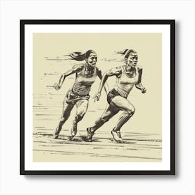 Two Women Running Art Print