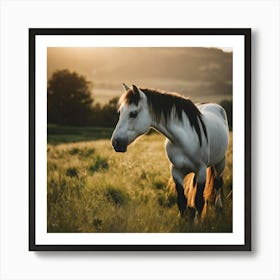 Horse In The Field At Sunset 1 Art Print