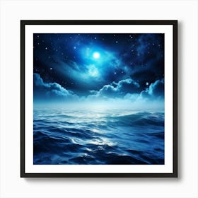 Abstract Dream Astronomy Landscape Celestial Ocean Cloud Halloween Light Moon Full Moon W (29) Art Print