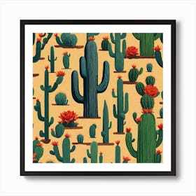 Cactus Pattern 22 Art Print