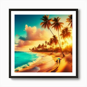 Sunset On The Beach Art Print