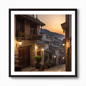 Chinese Old Town At Sunset Art Print