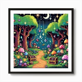 8-bit enchanted forest Art Print