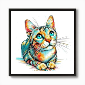 Feline Cat Creative Artwork Illustration 77 Art Print