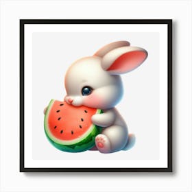 Watermelon Bunny Art Print