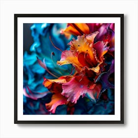 Watercolor Abstract Thick Oil Brush Stroks Vibrant Colours Art Print