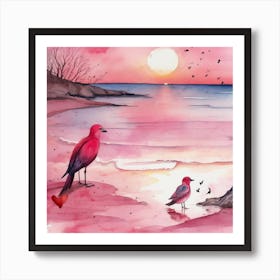 Birds On The Beach Art Print