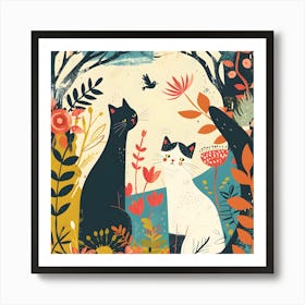 Paws Among Petals Art Print