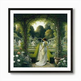 Lady In A Garden 1 Art Print