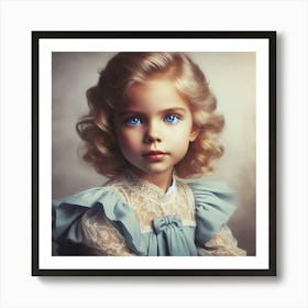 Vintage American Girl Portrait Historical Art Print