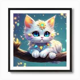 Cute White Cat 1 Art Print