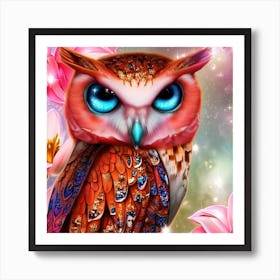 Owl With Blue Eyes 14 Art Print