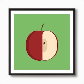 Red Half Apple Icon In Flat Design Art Print