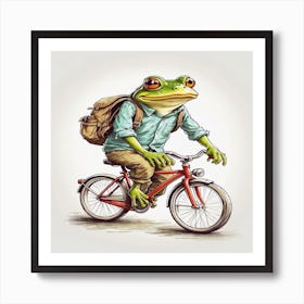 Frog Riding A Bike 1 Art Print