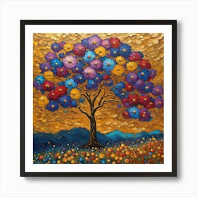 Golden Canopy: A Tapestry of Floral Hues in Nature’s Artistry wall art Art Print